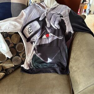 Anime Graphic Hoodie with Eye Design